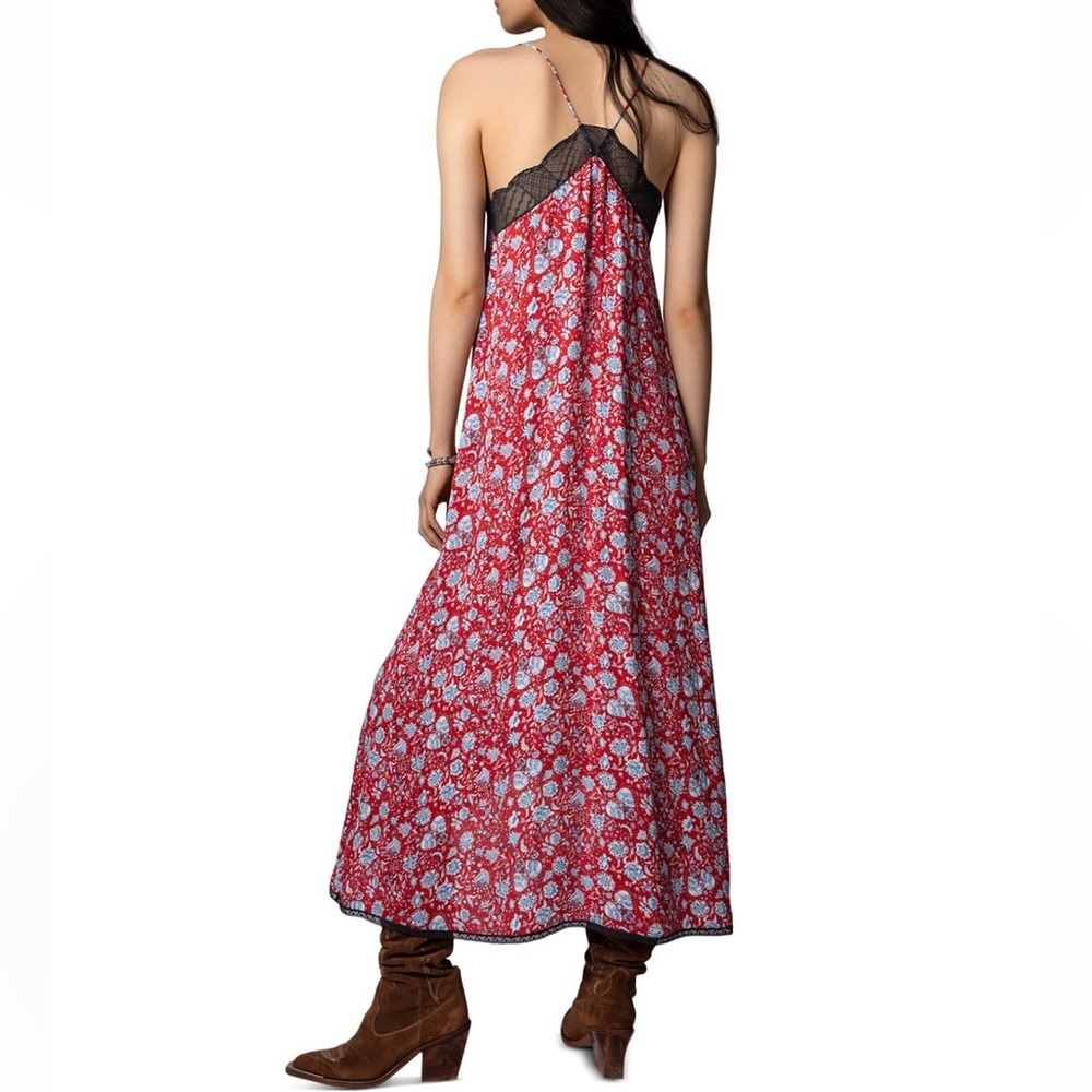 ‼️RARE‼️🎸ZADIG & VOLTAIRE🎸🔥NWOT🔥 FLORAL-PRINT HANDKERCHIEF-HEM DRESS— S - Picture 5 of 16